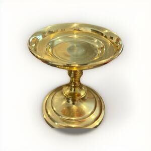 Vintage Gold Brass Pillar Candle Holder-Made in India- 4” Nice!